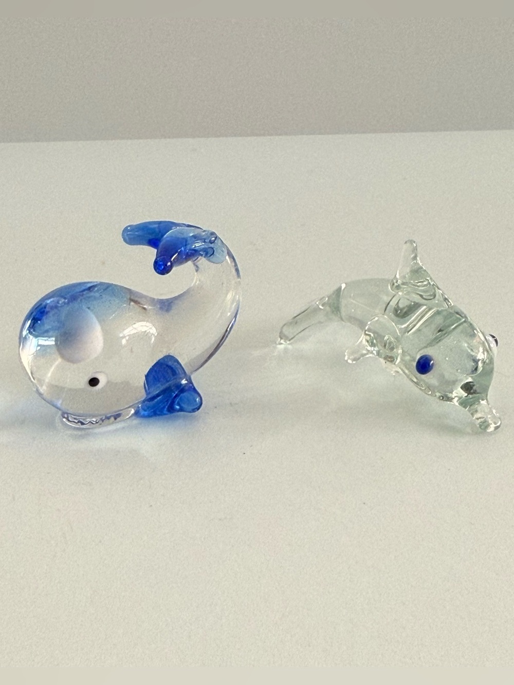 Miniature Hand-blown glass whale & dolphin figurines